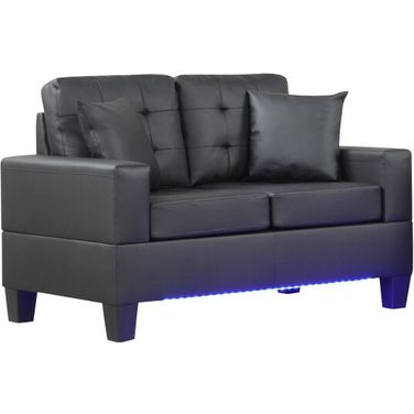 Genesis 55.5 Inch W PVC Fabric Loveseat In Black