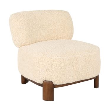 Geneva Boucle Accent Chair with Wood Base In Ivory
