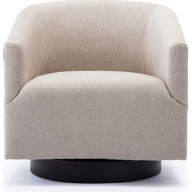 Geneva Wood Base Swivel Chair In Oatmeal