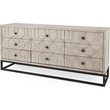 Genevieve Ii Light Brown Fir Veneer 9 Drawer Sideboard