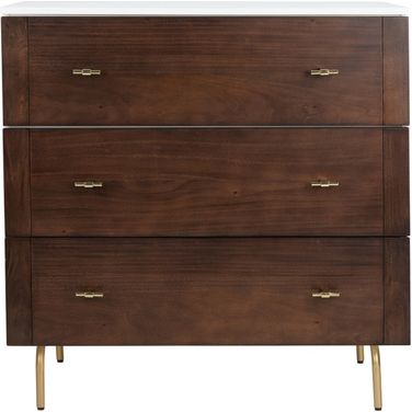 Genevieve White and Walnut 3 Drawer Dresser