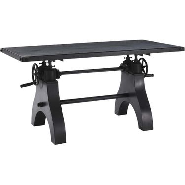 Genuine 60 Inch Crank Adjustable Height Dining Table and Computer Desk In Black