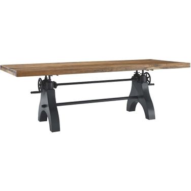 Genuine 96 Inch Crank Adjustable Height Dining and Conference Table In Black and Natural