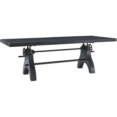 Genuine 96 Inch Crank Adjustable Height Dining and Conference Table In Black