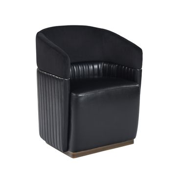 Genval Wheeled Lounge Chair In Abbington Black and Cantina Black