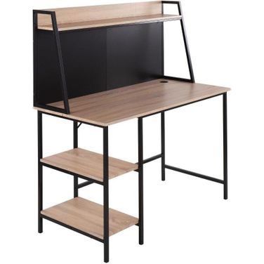 Geo Shelf Desk in Black Steel and Natural Wood
