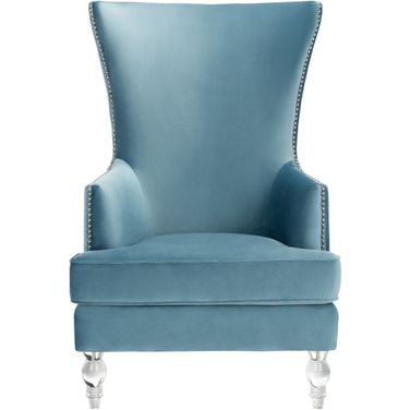 Geode Modern Wingback Chair In Light Blue