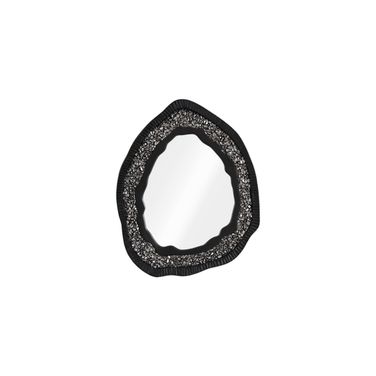 Geode Oval Wall Mirror In Silver and Black