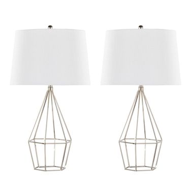Geome 27 Inch Metal Table Lamp Set of 2 In Polished White