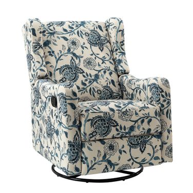 George Manual Swivel Glider Recliner In Blue