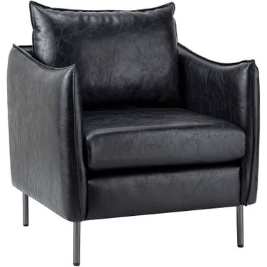 Georges Vegan Leather Armchair In Black