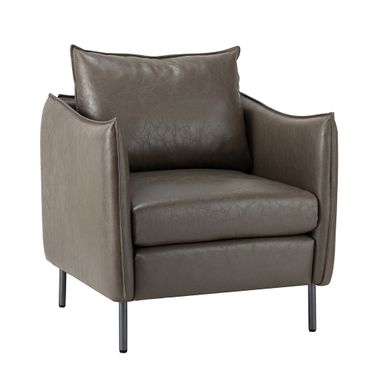 Georges Vegan Leather Armchair In Grey