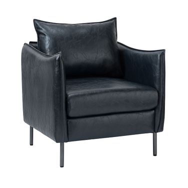Georges Vegan Leather Armchair In Navy
