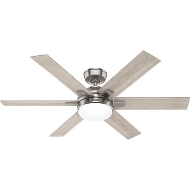 Georgetown 52 Inch Energy Star Ceiling Fan with LED Light Kit and Handheld Remote In Brushed Nickel and Light Gray Oak
