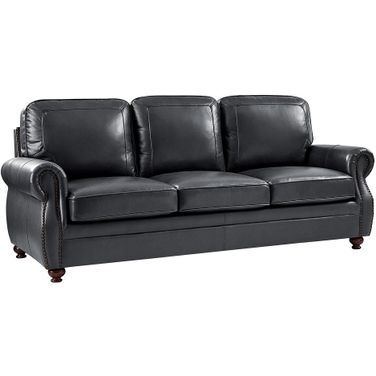 Gerardo Genuine Leather Sofa In Navy