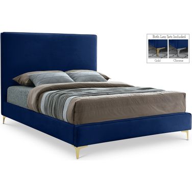 Geri Velvet Full Bed In Navy