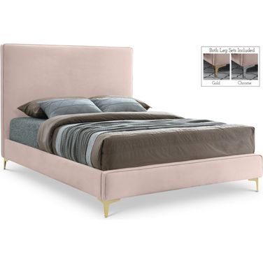 Geri Velvet Full Bed In Pink