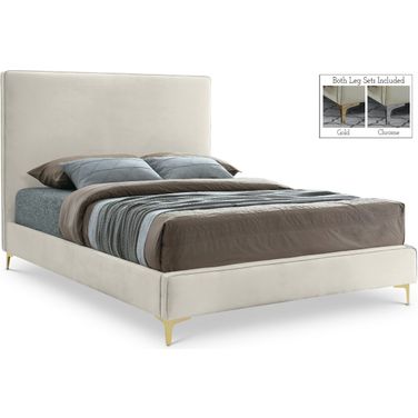 Geri Velvet King Bed In Cream