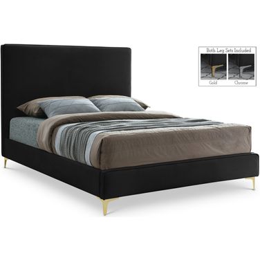 Geri Velvet Queen Bed In Black