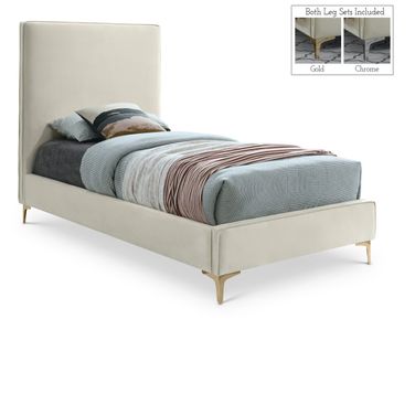 Geri Velvet Twin Bed In Cream