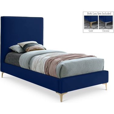 Geri Velvet Twin Bed In Navy