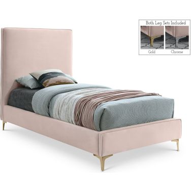 Geri Velvet Twin Bed In Pink