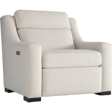 Germain Fabric Power Motion Chair In White and Cream Chenille