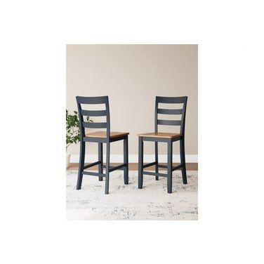 Gesthaven Counter Height Barstool Set of 2 In Natural and Blue