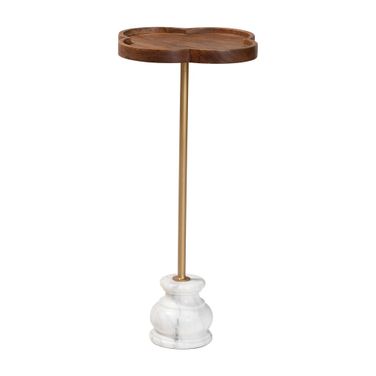 Gezana Drink Table with Marble Base In White and Gold