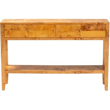 Ghina Natural Wood 2-Drawer Console Table In Mappa Burl