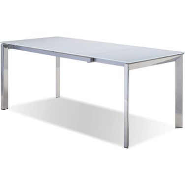 Ghost Pure White Glass Top Extending Dining Table