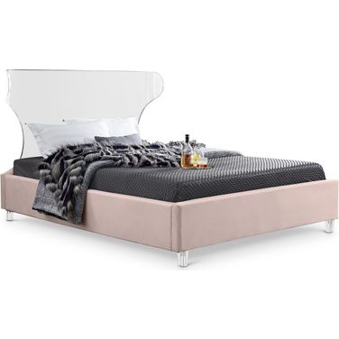 Ghost Velvet King Bed In Pink