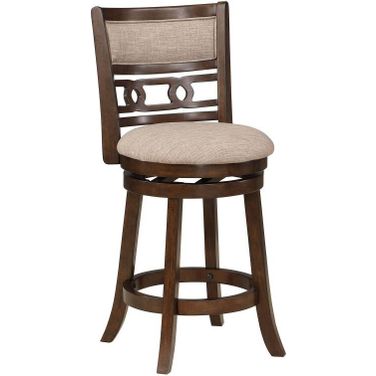 Gia 24 Inch Swivel Counter Stool with Fabric Seat In Cherry and Brown