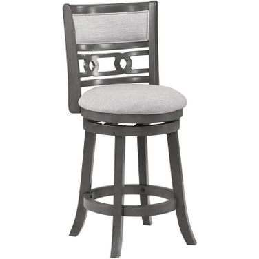 Gia 24 Inch Swivel Counter Stool with Fabric Seat In Gray