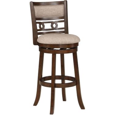 Gia 29 Inch Swivel Barstool with Fabric Seat In Cherry and Brown