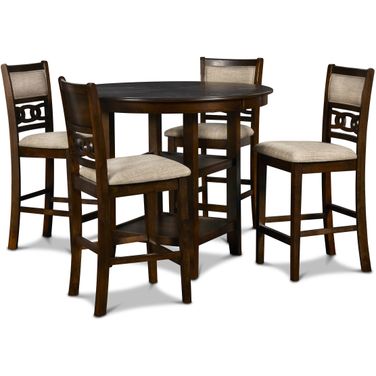 Gia Cherry 5 Piece Round Counter Height Dining Room Set