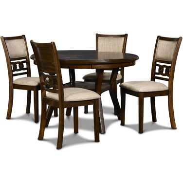 Gia Cherry 5 Piece Round Dining Room Set