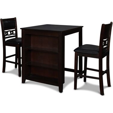 Gia Ebony 3 Piece 30 Inch Counter Height Dining Set