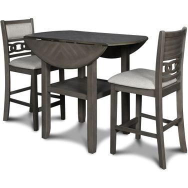 Gia Gray 3 Piece 42 Inch Drop Leaf Counter Height Dining Set