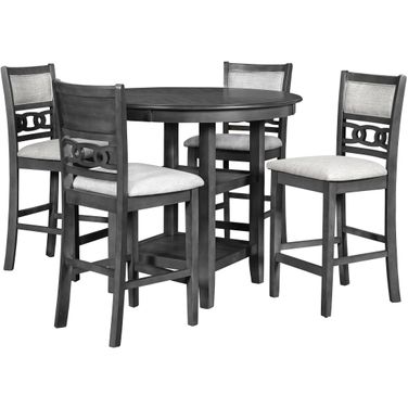 Gia Gray 5 Piece Round Counter Height Dining Room Set