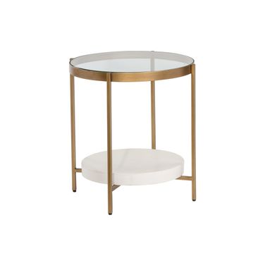 Gia Side Table In White and Clear