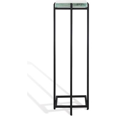 Giabelle Cast Glass Drink Table In Clear and Black