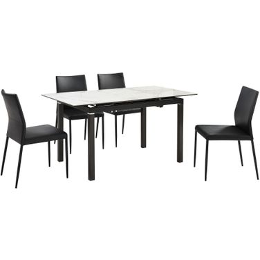 Giana Kash 5 Piece Extendable Dining Set with Faux Leather Chairs In Black