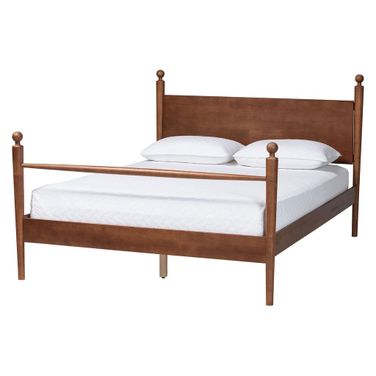 Gianetta Wood Queen Platform Bed with Panel Headboard In Walnut Brown