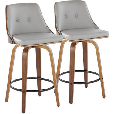 Gianna 26 Inch Fixed Height Counter Stool Set of 2 In Light Grey/Walnut