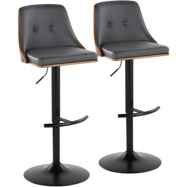 Gianna Adjustable Barstool Set of 2 In Black Walnut