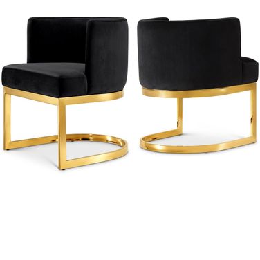 Gianna Velvet Dining Chair In Black/Gold