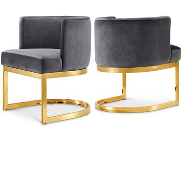 Gianna Velvet Dining Chair In Grey/Gold