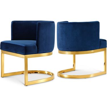 Gianna Velvet Dining Chair In Navy/Gold