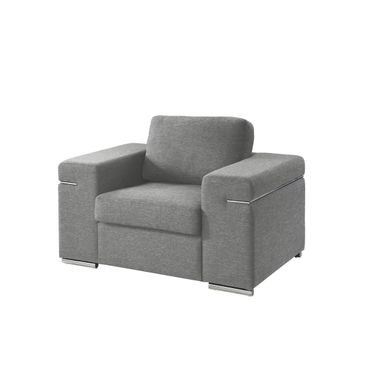 Gianna Woven Fabric Arm Chair In Light Gray